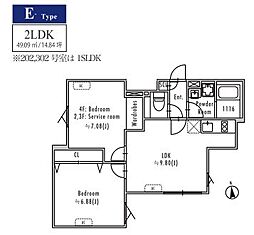 GRAN PASEO大崎戸越銀座II 2LDKの間取図画像