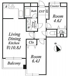 パシフィックハウス豊町 2LDKの間取図画像