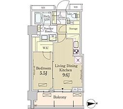 パークアクシス池田山 1LDKの間取図画像
