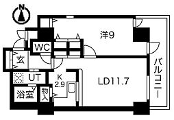シティコート目黒4号棟 1LDKの間取図画像