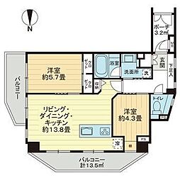 カーサフェリス武蔵小山 2LDKの間取図画像