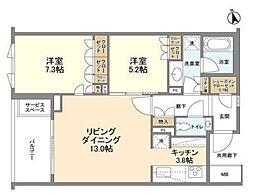 ザ・パークハウス広尾羽澤 2LDKの間取図画像