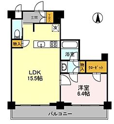 カスタリア目黒鷹番 1LDKの間取図画像