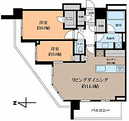 グランドメゾン白金の杜ザ・タワー 2LDKの間取図画像
