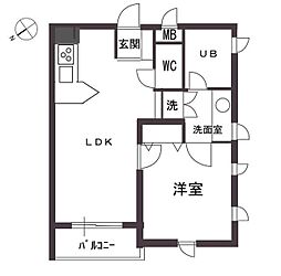 エルスタンザ中目黒 1LDKの間取図画像