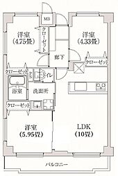 COSMOSREID学芸大学 3LDKの間取図画像