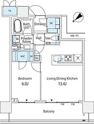 パークシティ武蔵小山ザタワー 1LDKの間取図画像