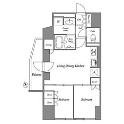 コスモグラシア池田山 2LDKの間取図画像