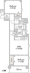 ミリアレジデンス大岡山 2LDKの間取図画像