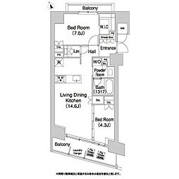 コンフォリア芝浦バウハウス 2LDKの間取図画像