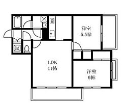 ガーデンハウス千鳥 2LDKの間取図画像
