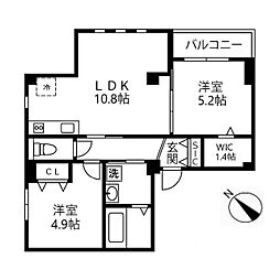 クレスト下北沢 2LDKの間取図画像