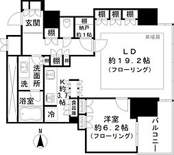 ワールドシティタワーズブリーズタワーB1棟 1SLDKの間取図画像