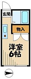 ホワイトウイング越野 ワンルームの間取図画像