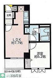 京王高尾線 めじろ台駅 徒歩2分の賃貸マンション 4階1LDKの間取り