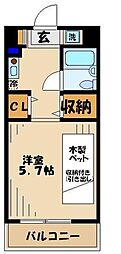 京王相模原線 南大沢駅 徒歩7分の賃貸マンション 1階1Kの間取り