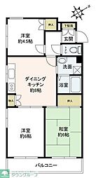 JR中央線 立川駅 徒歩17分の賃貸マンション 3階3DKの間取り