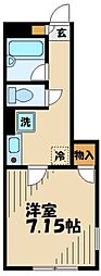 京王相模原線 京王堀之内駅 徒歩25分の賃貸アパート 1階1Kの間取り