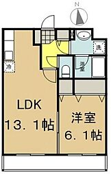 JR横浜線 片倉駅 徒歩8分の賃貸マンション 2階1LDKの間取り