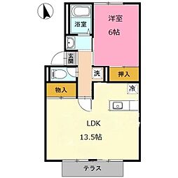 プレジール旭ケ丘 1LDKの間取図画像