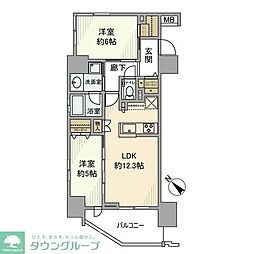 エクセレントシティ聖蹟桜ヶ丘 2LDKの間取図画像