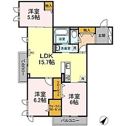 カーサグラナーテ 3LDKの間取図画像