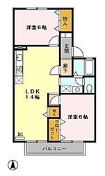 アネックス山王 2LDKの間取図画像