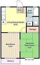 エクセルサトー 2DKの間取図画像