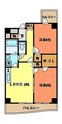ISM八王子B棟 2LDKの間取図画像