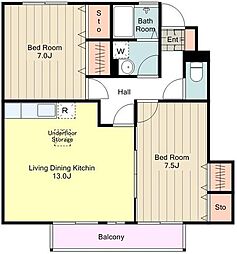 アネシス平山 2LDKの間取図画像