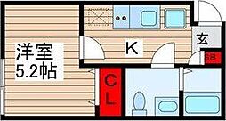 東京メトロ千代田線 北千住駅 徒歩13分の賃貸マンション 1階1Kの間取り