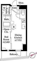 Ｎ-ｆｌａｔｓ三ノ輪 4階1DKの間取り