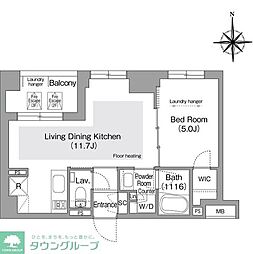 コンフォリア・リヴ文京護国寺 1LDKの間取図画像