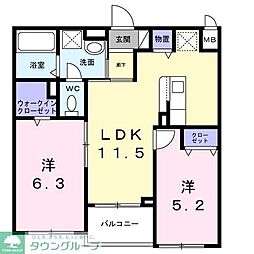 アリーサコート セント 1LDKの間取図画像