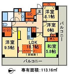 ロイヤルパークスタワー南千住 23階4LDKの間取り