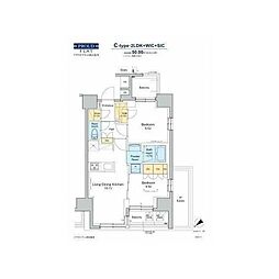 PROUDFLAT西日暮里 2LDKの間取図画像