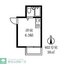 ドゥエルカネヒラ 1Kの間取図画像
