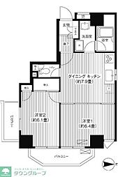サンフィールド西日暮里 2DKの間取図画像