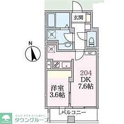 アローマ王本町 1DKの間取図画像
