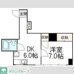 マツバビル 1DKの間取図画像