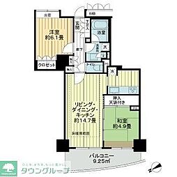 マークスタワー 2LDKの間取図画像