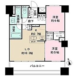 ザ・パークハウス上野 2LDKの間取図画像