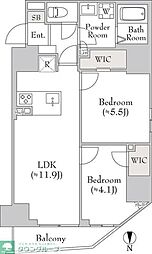 ルミークアン入谷 2LDKの間取図画像