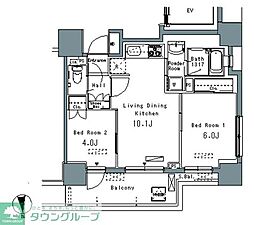 パークアクシス仲御徒町 2LDKの間取図画像