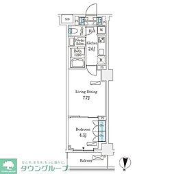 フロンティアレジデンス錦糸公園 1LDKの間取図画像