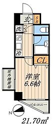 プレール・ドゥーク文京白山 1Kの間取図画像