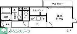 エンジェルK　等々力 2階1Kの間取り