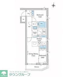 スタイリオ池上SOUTH 2LDKの間取図画像