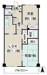 グレース川崎 2LDKの間取図画像