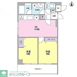 シェレ祇園 2DKの間取図画像